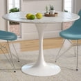 thumbnail image 1 of Lux Faux Marble table in White Stone Finish, Round dining table, For Living Room, Entryway, Dining Room, 1 of 3