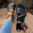 thumbnail image 2 of Wdhugt Womens Roman Style Flat Sandals Open Toe Buckle Strap Pu Us Size 7.5 Foot Length 9.84 Inches, 2 of 7