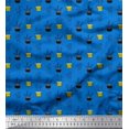 thumbnail image 1 of Soimoi Blue Rayon Fabric Cactus Leaves Print Fabric by Yard 58 Inch Wide, 1 of 3