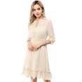 thumbnail image 1 of INSPIRE CHIC Women's Ruffle Hem 3/4 Sleeve Smocked a-Line Dress, 1 of 6