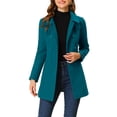 thumbnail image 1 of INSPIRE CHIC Manteau pour Femme à Col Peter Pan, Pardessus à Double Boutonnage, Trench d'Hiver Caban Bleu Lac L, 1 of 6