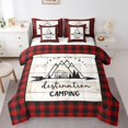 thumbnail image 1 of Erosebridal Happy Camping Bedding King Comforter Set, Rustic Camper Down Comforter, Red Plaid decor, 7pcs, 1 of 1