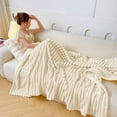 thumbnail image 4 of White 100Cm Lightweight Fleece Throw Blanket Reversible Ribbed Surface Microfiber Quick-Dry #02CJf, 4 of 6