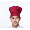 thumbnail image 1 of Toque de Chef Adulte Ajustable Élastique pour Boulanger Cuisine Cuisson Casquette de Chef (Rouge Foncé), 1 of 5