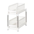 thumbnail image 2 of Under Sink Organizer Pull Out Drawer, 2 Tier Sliding Storage Rack for Kitchen Bathroom Laundry, Plastic Under Counter Cabinet Shelf with Sturdy Support Pipes, 2 of 7