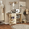 thumbnail image 2 of HOMCOM Folding Sewing Table Mobile Sewing Machine Cabinet Nature Wood, 2 of 10