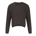thumbnail image 4 of Timegard Hauts en Tricot pour Femmes Col Ras du Cou Fendu Manches Longues Court Chandail Automne Hiver Chandails Amples, 4 of 6