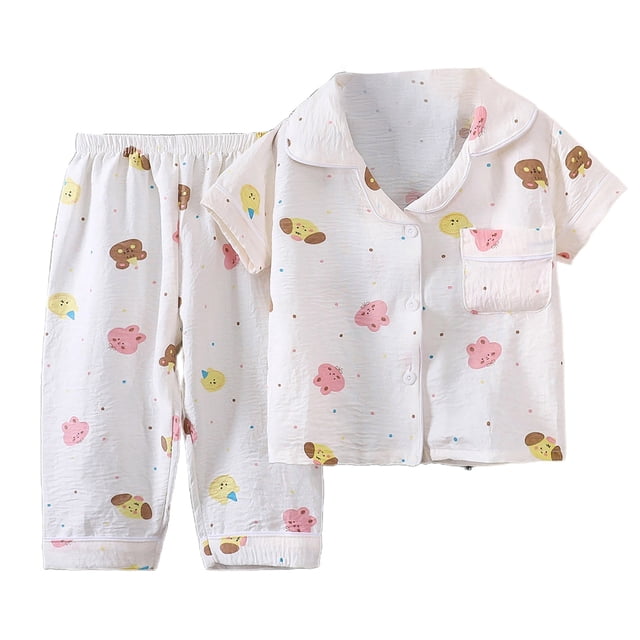 Ensemble de Pyjama Léger pour Filles Imprimé Dessin Animé Vêtements de Maison Confortables pour Se Détendre et Dormir