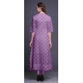thumbnail image 4 of Bimba Robe Anarkali à Pois Violets et Cercles Géométriques Imprimés pour Femmes, Col Mandarin, Kurtis Indiens, Kurta Asymétrique - Moyen, 4 of 5