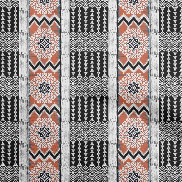 oneOone Polyester Spandex Orange Fabric Asian Ikat Sewing Craft Projects Fabric Prints by Yard 56 Inch Wide