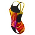 thumbnail image 4 of baikeli Womens One Piece Bathing Suit Floral Print Tummy Control Full Coverage Swimsuit Beach Outfits Crewneck Modest Swimwear Orange,M, 4 of 6