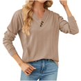 thumbnail image 1 of HKEJIAOI Femmes Tuniques Col Rond Solide Mi-Poids Long Sleeve Chemise, 1 of 5