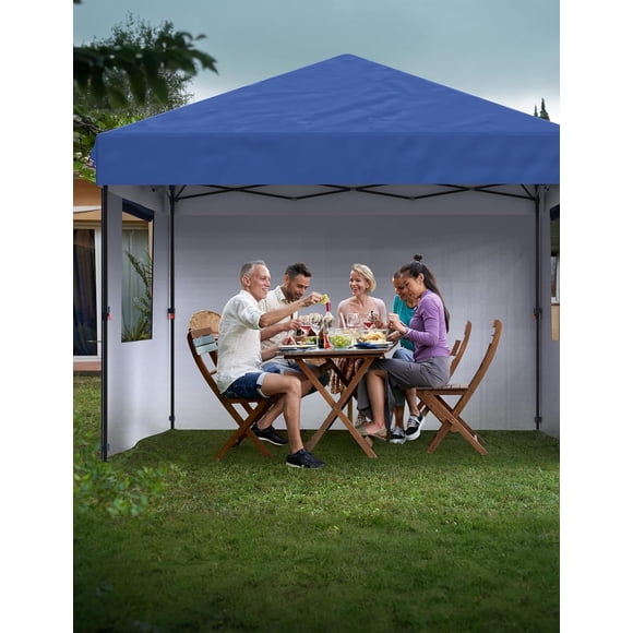 COZONY 10'x10' Pop Up Canopy Tent, Waterproof and UV Protection, 4 Sidewalls and 4 Sandbags,Instant Portable and Adjustable Shelter for Deck, Backyard, Garden, Patio,Lawns,Outdoor Activities, Blue