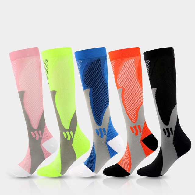 6 Paires de Bas de Compression pour Femmes Hommes Circulation 20-30 mmHg Bas de Compression pour Course Infirmière Enflure Voyage Vol