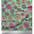 thumbnail image 1 of Soimoi Modal Satin Fabric Mandala Kaleidoscope Printed Fabric 1 Yard 42 Inch Wide, 1 of 3