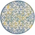 thumbnail image 1 of homeroots home decor 385018 4’ Round Ivory and Blue Indoor Outdoor Area Rug, 1 of 1