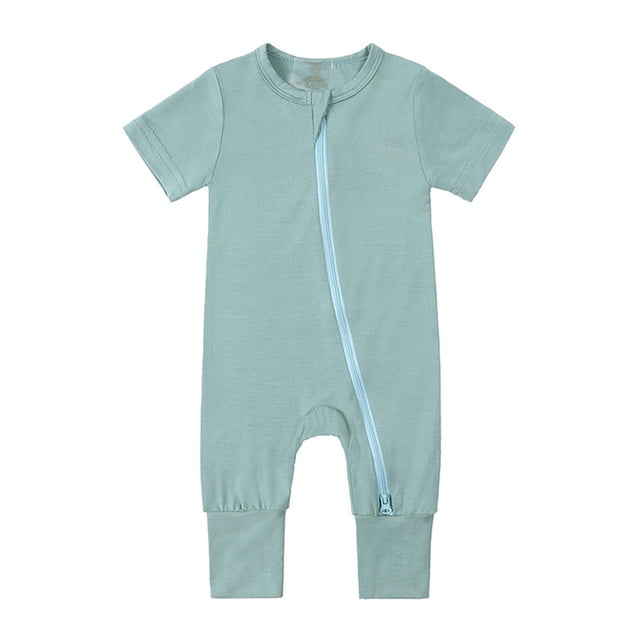 EDFBUYKRS Baby Rompers Footless Pajamas Zipper Short Sleeve Sleeper Jumpsuit