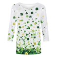 thumbnail image 2 of Mceream T-Shirt de la Saint-Patrick à Manches 3/4 pour Femme, Blouses à Col Rond, Décontracté, Vacances, Trèfle Irlandais, T-Shirts Graphiques, Tunique d'Été Amusante, Hauts de Festival, Grande Taille, Vert G, 2 of 5