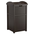 thumbnail image 1 of Suncast Trash Hideaway Outdoor 33 Gallon Garbage Waste Can Bin, Java (2 Pack), 1 of 12