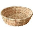 thumbnail image 2 of Round Hand Woven Storage Basket Desktop Storage Serving Platter Creative Organizer Household Collection Retro Classic Arrangement Decorative Photography Props, 2 of 7