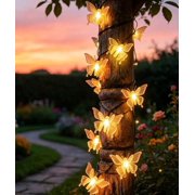 EGNMCR Solar-powered Colored String Lights Outdoor Patio And Garden Decorative Lights Waterproof Artificial Butterflies LED Ambient Light Strings string lights
