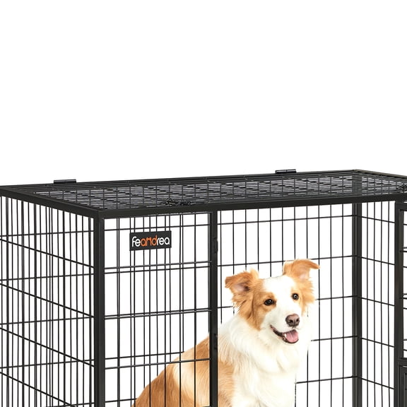 Feandrea Heavy-Duty Dog Crate, Metal Dog Kennel and Cage with Removable Tray, XL for Medium and Large Dogs, 42.1 x 27.6 x 29.5 Inches, Black