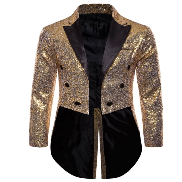 Costume pour Homme Paillettes Brillantes Col Rabattu Bal Queue-de-Pie Smoking