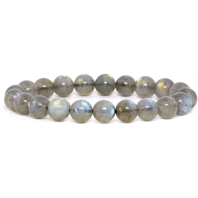 Angelstones Bracelet Extensible en Perles Rondes de 10 mm en Labradorite Naturelle de Qualité A, design Unisexe de 7 Pouces. le Bracelet Présente Environ 19 à 20 Perles Rondes de Labradorite, Chacune d'Environ 10 mm de Taille, Mettant en Valeur des variations Naturelles de Couleur et de Détail. Fait à la Main Sans Métal, Convient aux Peaux Sensibles. Comprend une Pochette pour le Rangement.