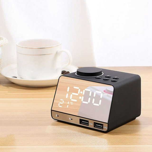 Radio Bluetooth Speaker With Clocks Dual USB Charging Port AUX Card Play Thermometer Kit Radio
