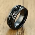 thumbnail image 5 of Mens FIDGET Black Rings with Center Curb Chain Spinner Ring Stainless Steel, 5 of 5