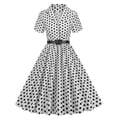 thumbnail image 1 of Birdeem Robe de Soirée Vintage à Manches Courtes et Col en V pour Femmes, Confortable pour l'Été, Imprimé à Pois, 1 of 7