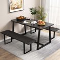 thumbnail image 2 of Costway 63" Large Dining Table for 4-6 People with Wavy Edge Heavy-duty Metal Frame Black, 2 of 10