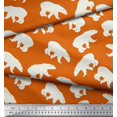 thumbnail image 3 of Soimoi Orange Poly Georgette Fabric Polar Bear Animal Decor Fabric Printed Yard 42 Inch Wide, 3 of 5