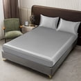 thumbnail image 2 of Parure de Lit en Satin Mat Doux et Uni, Idéale pour L'Hôtel - Taie D'Oreiller en Polyester, Literie Respirante pour un Sommeil, Gris, JKODE, 2 of 9