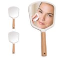 thumbnail image 4 of Hand Mirror Travel Makeup Mirror Portable Vanity Mirror With Wooden Handle, 4 of 7