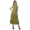 thumbnail image 2 of Moomaya Robe de Vacances pour Femmes en Rayonne, Col Licou, Sans Manches, Fente avant, Robe Imprimée, 2 of 4