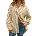 thumbnail image 4 of Yanlir Chemise de Bureau à Rayures pour Femme, Boutonnée, Manches Longues, Col à Revers, Tenue de Travail Décontractée, Hauts avec Poche (Jaune, 2TG), 4 of 7