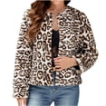 thumbnail image 1 of WRKEKC Cropped Sherpa Fleece Jacket V-Neck Plush Winter Wear Night Out Essential Plus Size Brown 3XL, 1 of 8