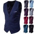 thumbnail image 1 of Jovati Sleeveless Suit Vest for Men, Solid Color, Polyester Blend, Slim Fit, Button Front, Casual Formal Wear, Spring Summer, 1 of 9