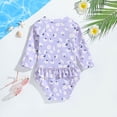 thumbnail image 4 of Girl Rash Guard Swimsuit Flounce Printed Sun Protection Long Sleeve Bathing Suit for Girls 5-6 Years Girl Fashion, 4 of 4