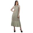 thumbnail image 2 of Moomaya Robe de Vacances pour Femmes en Rayonne, Col Licou, Sans Manches, Fente avant, Robe Imprimée, 2 of 4