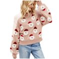 thumbnail image 1 of Women‘s Christmas Cute Santa Head Pattern Knit Sweater Soft and Smooth Beautiful Sweater, 1 of 6