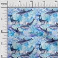 thumbnail image 2 of oneOone Rayon Light Blue Fabric Whale Craft Projects Decor Fabric Printed By The Yard 56 Inch Wide, 2 of 5