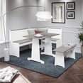 thumbnail image 2 of Linon Ardmore Pine Wood Corner Nook Dining Set with Storage in White and Gray, 2 of 18