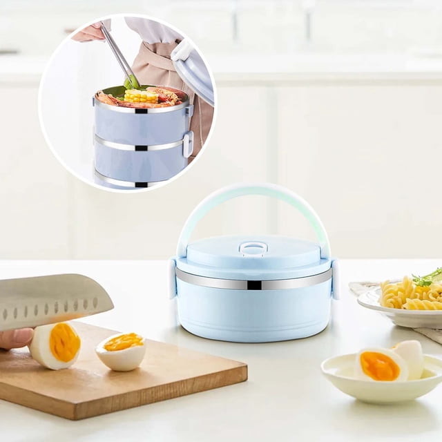 Stainless Steel Insulated Lunch Box for Students and Office Workers - Portable Circular Bento with Fresh-Keeping Design