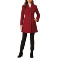 thumbnail image 2 of INSPIRE CHIC Manteaux d'Hiver Longs pour Femmes à Simple Boutonnage à Revers Cranté Rouge P, 2 of 5