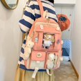 thumbnail image 3 of Kawaii Backpack Backpack Kawaii Pendants and Pins Accessories 5Pcs Set Cute Kawaii Rucksack for School Bag Cute Aesthetic Backpack 17in Travel Rucksack School Bag (Black), 3 of 5