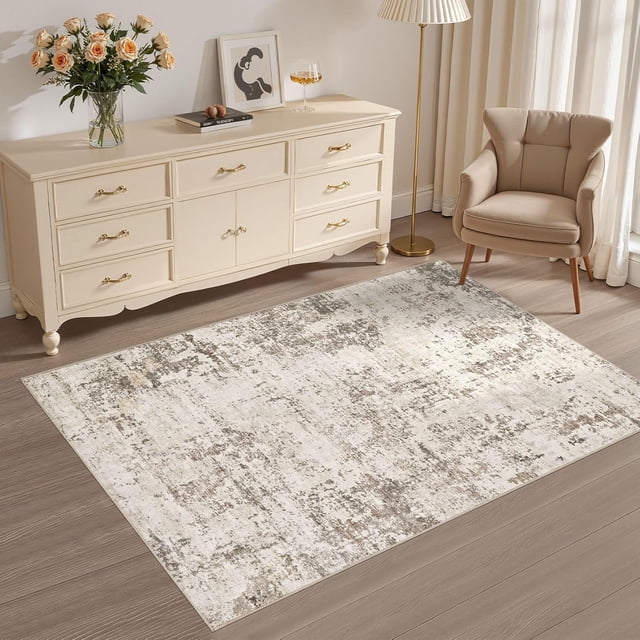 x Area Rug Living Room Rugs - Washable Neutral Modern Abstract Soft Thin Large Rug Indoor Floor No Slip Rug Carpet for Bedroom Under Dining Table Home Office Decor -
