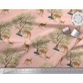 thumbnail image 3 of Soimoi Moss Georgette Fabric Tree & Kangaroo Animal Printed Craft Fabric by The Yard 42 Inch Wide, 3 of 3