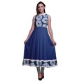 thumbnail image 1 of Bimba Robe Shibori Anarkali Bleu Indigo pour Femmes, Kurti Imprimée Ethnique Indienne, Longue Kurta, Robe de Soirée, Très Grand, 1 of 6